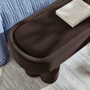 Modway Furniture Mossi Oval Performance Velvet Accent Bench – Luxurious Seating Solution for Modern Home Decor Chocolate Brown EEI-7492-CHB