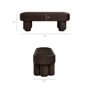 Modway Furniture Mossi Oval Performance Velvet Accent Bench – Luxurious Seating Solution for Modern Home Decor Chocolate Brown EEI-7492-CHB