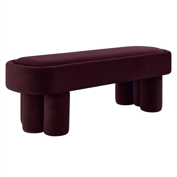 Modway Furniture Mossi Oval Performance Velvet Accent Bench – Luxurious Seating Solution for Modern Home Decor Mulberry EEI-7492-MUL