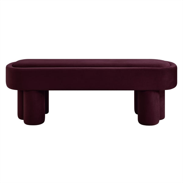 Modway Furniture Mossi Oval Performance Velvet Accent Bench – Luxurious Seating Solution for Modern Home Decor Mulberry EEI-7492-MUL