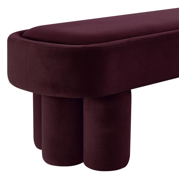 Modway Furniture Mossi Oval Performance Velvet Accent Bench – Luxurious Seating Solution for Modern Home Decor Mulberry EEI-7492-MUL