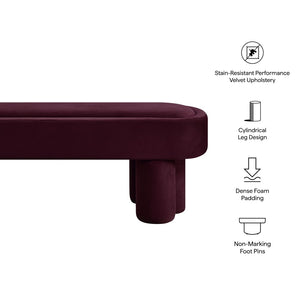 Modway Furniture Mossi Oval Performance Velvet Accent Bench – Luxurious Seating Solution for Modern Home Decor Mulberry EEI-7492-MUL