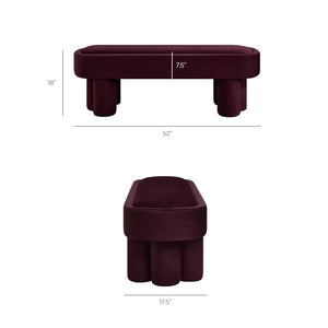 Modway Furniture Mossi Oval Performance Velvet Accent Bench – Luxurious Seating Solution for Modern Home Decor Mulberry EEI-7492-MUL