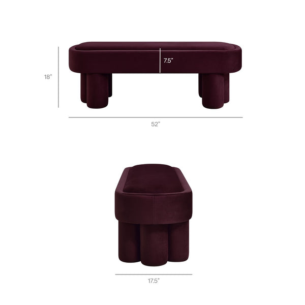 Modway Furniture Mossi Oval Performance Velvet Accent Bench – Luxurious Seating Solution for Modern Home Decor Mulberry EEI-7492-MUL