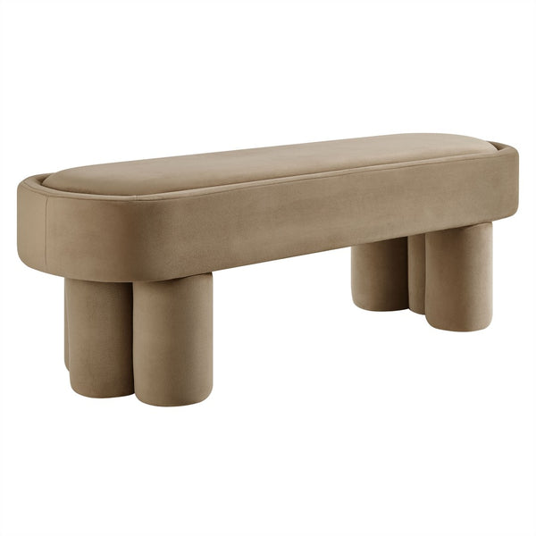 Modway Furniture Mossi Oval Performance Velvet Accent Bench – Luxurious Seating Solution for Modern Home Decor Taupe EEI-7492-TAU