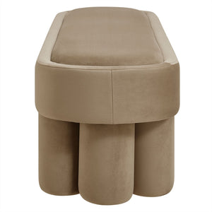 Modway Furniture Mossi Oval Performance Velvet Accent Bench – Luxurious Seating Solution for Modern Home Decor Taupe EEI-7492-TAU