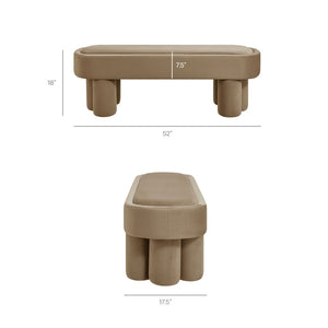 Modway Furniture Mossi Oval Performance Velvet Accent Bench – Luxurious Seating Solution for Modern Home Decor Taupe EEI-7492-TAU