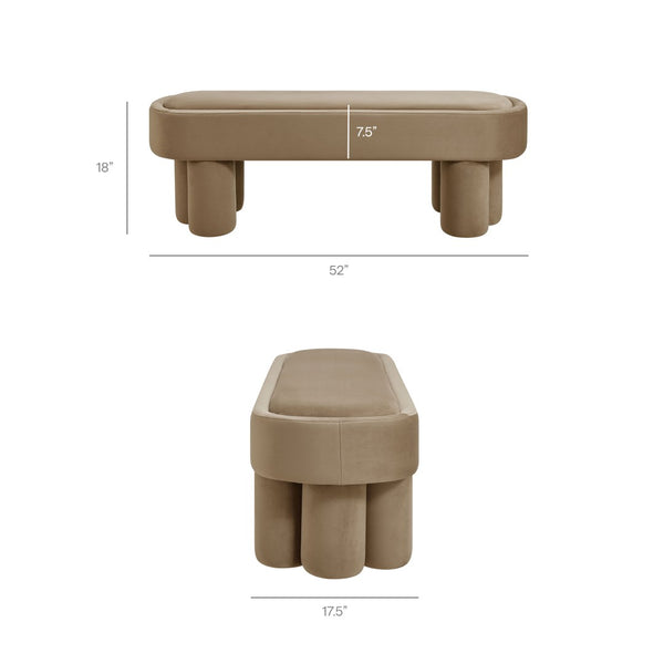 Modway Furniture Mossi Oval Performance Velvet Accent Bench – Luxurious Seating Solution for Modern Home Decor Taupe EEI-7492-TAU