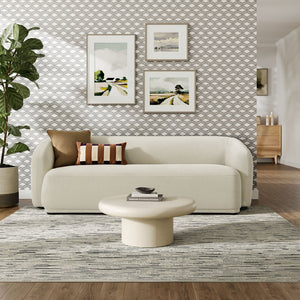 Modway Furniture Monica Boucle Cloud Sofa Modway 88 Inch Sculptural Living Room Seating for Four Cream EEI-7501-CRE