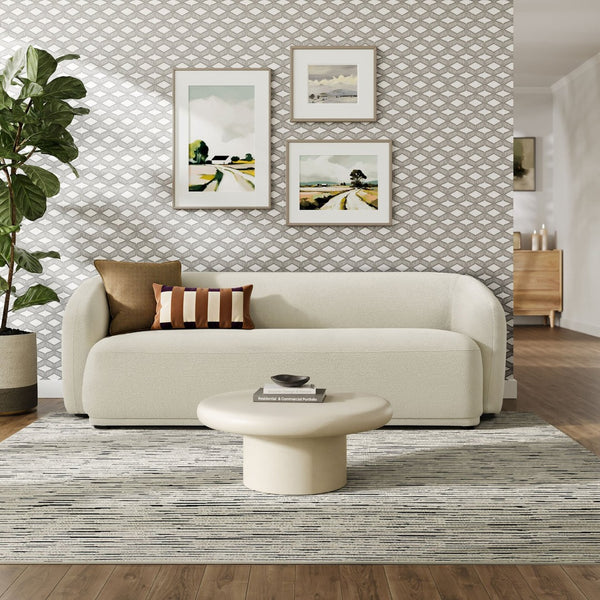 Modway Furniture Monica Boucle Cloud Sofa Modway 88 Inch Sculptural Living Room Seating for Four Cream EEI-7501-CRE