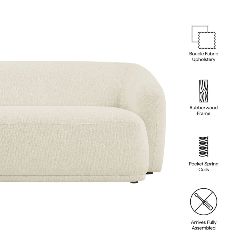 Modway Furniture Monica Boucle Cloud Sofa Modway 88 Inch Sculptural Living Room Seating for Four Cream EEI-7501-CRE