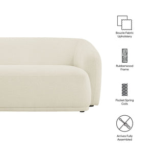 Modway Furniture Monica Boucle Cloud Sofa Modway 88 Inch Sculptural Living Room Seating for Four Cream EEI-7501-CRE