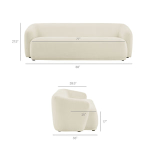 Modway Furniture Monica Boucle Cloud Sofa Modway 88 Inch Sculptural Living Room Seating for Four Cream EEI-7501-CRE