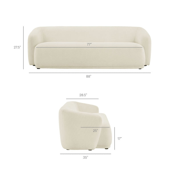 Modway Furniture Monica Boucle Cloud Sofa Modway 88 Inch Sculptural Living Room Seating for Four Cream EEI-7501-CRE