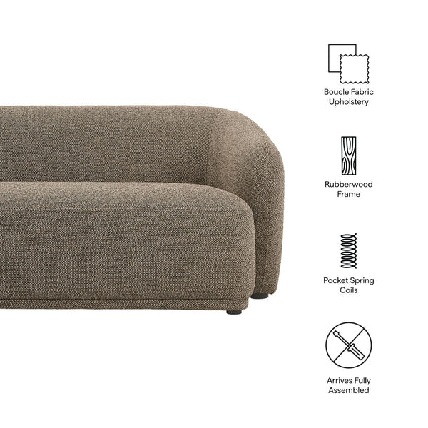 Modway Furniture Monica Boucle Cloud Sofa Modway 88 Inch Sculptural Living Room Seating for Four Earth EEI-7501-ETH