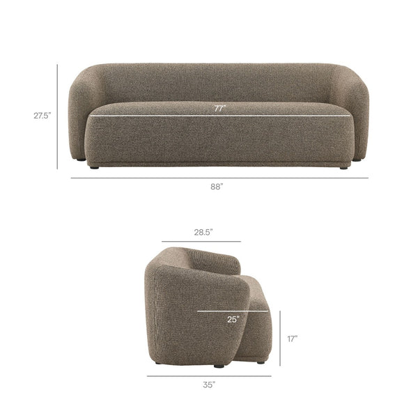 Modway Furniture Monica Boucle Cloud Sofa Modway 88 Inch Sculptural Living Room Seating for Four Earth EEI-7501-ETH