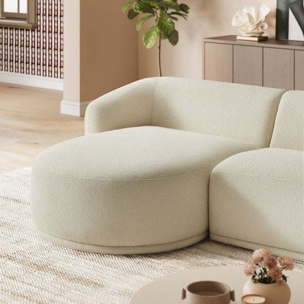 Modway Furniture Monica Boucle Modular Sectional Sofa with Chaise for Contemporary Living Rooms Cream EEI-7502-CRE