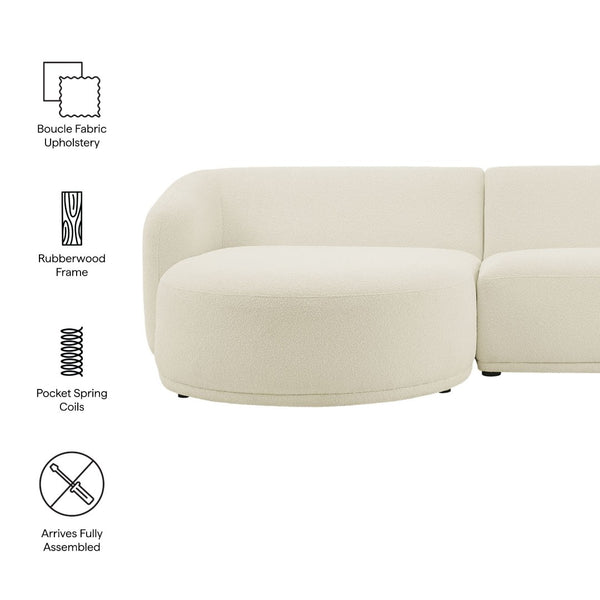 Modway Furniture Monica Boucle Modular Sectional Sofa with Chaise for Contemporary Living Rooms Cream EEI-7502-CRE