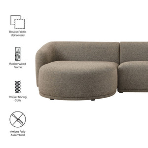 Modway Furniture Monica Boucle Modular Sectional Sofa with Chaise for Contemporary Living Rooms Earth EEI-7502-ETH