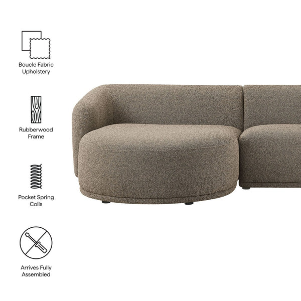 Modway Furniture Monica Boucle Modular Sectional Sofa with Chaise for Contemporary Living Rooms Earth EEI-7502-ETH