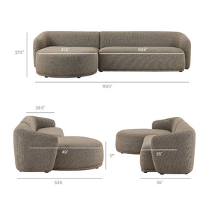 Modway Furniture Monica Boucle Modular Sectional Sofa with Chaise for Contemporary Living Rooms Earth EEI-7502-ETH