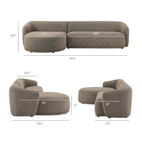 Modway Furniture Monica Boucle Modular Sectional Sofa with Chaise for Contemporary Living Rooms Earth EEI-7502-ETH