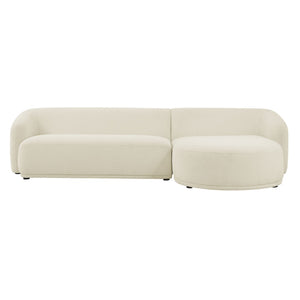 Modway Furniture Monica Boucle Sectional Sofa with Chaise Right Facing Modular L Shape Living Room Cream EEI-7503-CRE