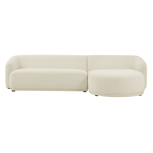 Modway Furniture Monica Boucle Sectional Sofa with Chaise Right Facing Modular L Shape Living Room Cream EEI-7503-CRE