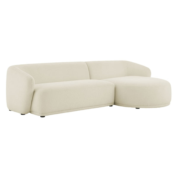 Modway Furniture Monica Boucle Sectional Sofa with Chaise Right Facing Modular L Shape Living Room Cream EEI-7503-CRE