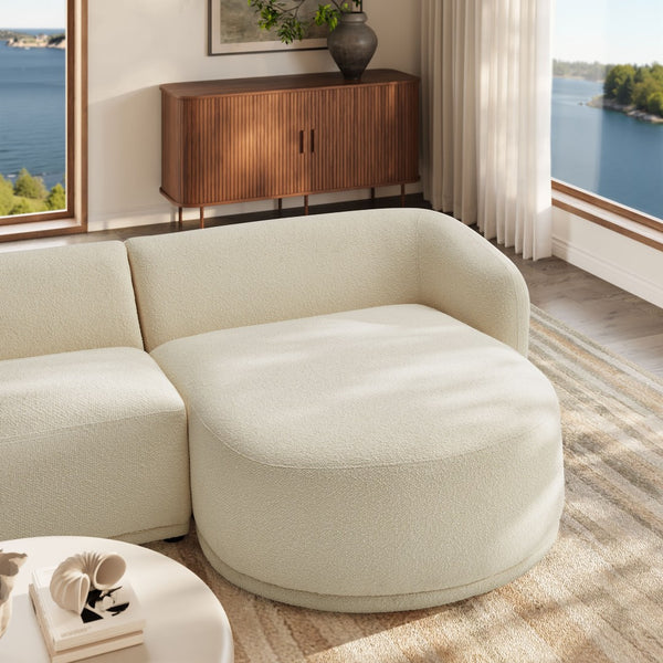 Modway Furniture Monica Boucle Sectional Sofa with Chaise Right Facing Modular L Shape Living Room Cream EEI-7503-CRE