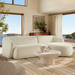 Modway Furniture Monica Boucle Sectional Sofa with Chaise Right Facing Modular L Shape Living Room Cream EEI-7503-CRE