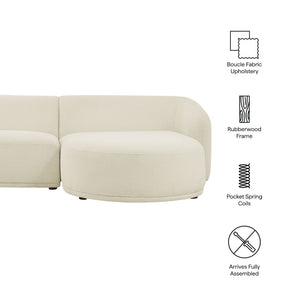 Modway Furniture Monica Boucle Sectional Sofa with Chaise Right Facing Modular L Shape Living Room Cream EEI-7503-CRE