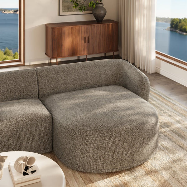 Modway Furniture Monica Boucle Sectional Sofa with Chaise Right Facing Modular L Shape Living Room Earth EEI-7503-ETH
