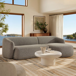 Modway Furniture Monica Boucle Sectional Sofa with Chaise Right Facing Modular L Shape Living Room Earth EEI-7503-ETH
