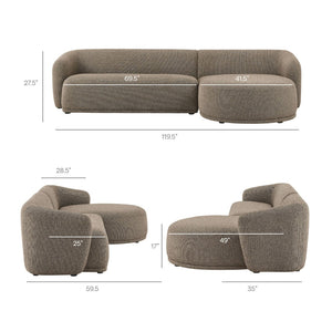 Modway Furniture Monica Boucle Sectional Sofa with Chaise Right Facing Modular L Shape Living Room Earth EEI-7503-ETH