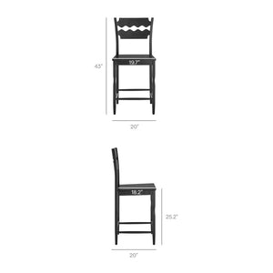 Modway Furniture Jax Solid Oak Counter Stool Sculpted Wavy Back Cafe Style for Kitchen Islands Black EEI-7505-BLK