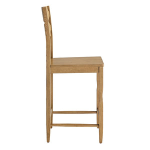 Modway Furniture Jax Solid Oak Counter Stool Sculpted Wavy Back Cafe Style for Kitchen Islands Weathered Oak EEI-7505-WOA