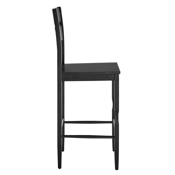 Modway Furniture Jax Solid Oak Barstool Sculpted Razor Back Vintage Bistro Style for Kitchen Islands Black EEI-7506-BLK