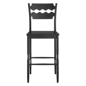 Modway Furniture Jax Solid Oak Barstool Sculpted Razor Back Vintage Bistro Style for Kitchen Islands Black EEI-7506-BLK