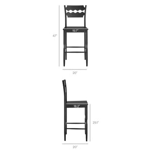 Modway Furniture Jax Solid Oak Barstool Sculpted Razor Back Vintage Bistro Style for Kitchen Islands Black EEI-7506-BLK