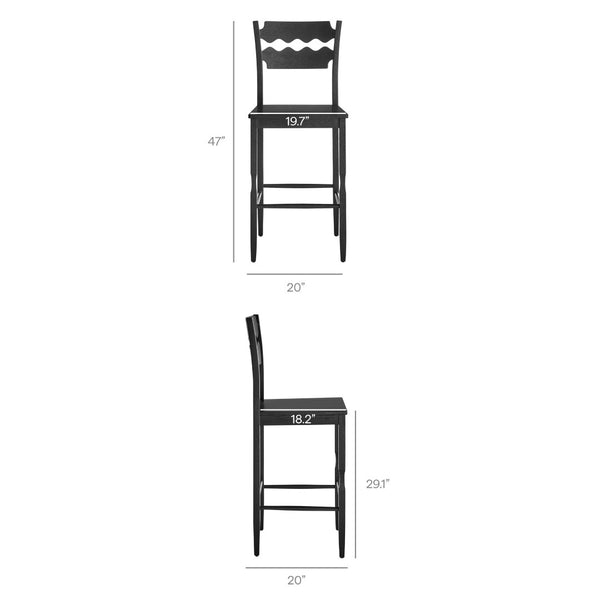 Modway Furniture Jax Solid Oak Barstool Sculpted Razor Back Vintage Bistro Style for Kitchen Islands Black EEI-7506-BLK