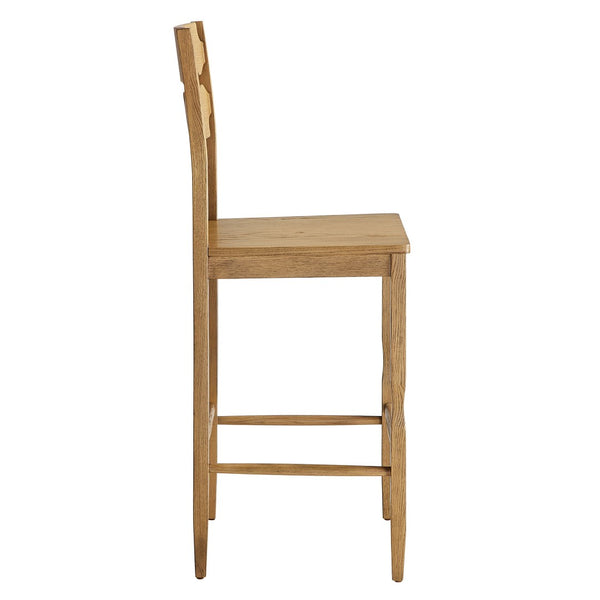 Modway Furniture Jax Solid Oak Barstool Sculpted Razor Back Vintage Bistro Style for Kitchen Islands Weathered Oak EEI-7506-WOA