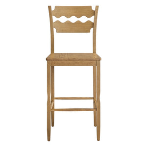 Modway Furniture Jax Solid Oak Barstool Sculpted Razor Back Vintage Bistro Style for Kitchen Islands Weathered Oak EEI-7506-WOA