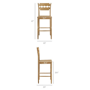 Modway Furniture Jax Solid Oak Barstool Sculpted Razor Back Vintage Bistro Style for Kitchen Islands Weathered Oak EEI-7506-WOA