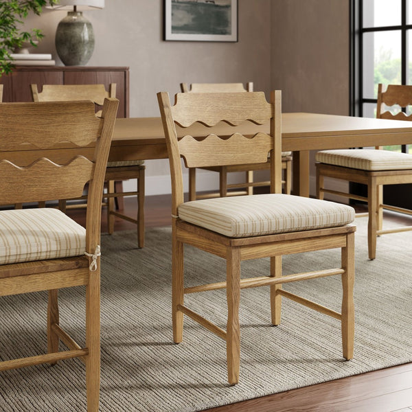 Modway Furniture Jax Modway Textured Dining Seat Cushion with Corner Ties for Padded Chair Comfort Oatmeal Stripe EEI-7507-OAS