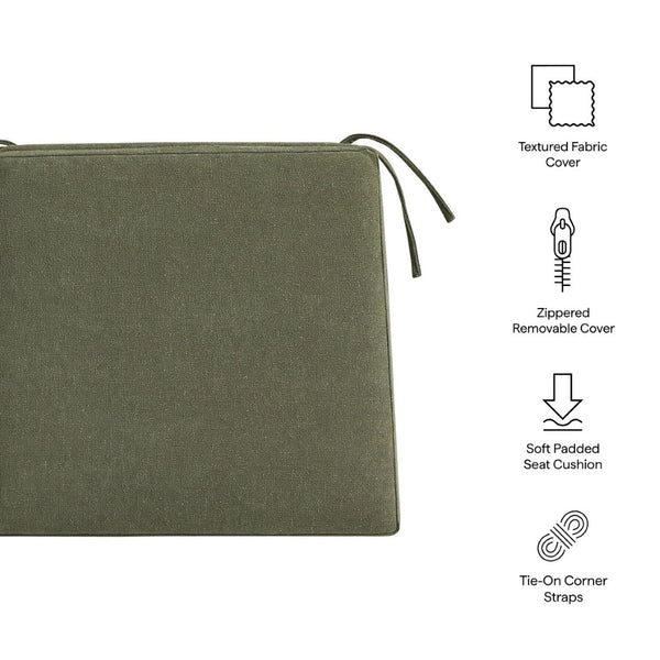 Modway Furniture Jax Modway Textured Dining Seat Cushion with Corner Ties for Padded Chair Comfort Sage EEI-7507-SGE