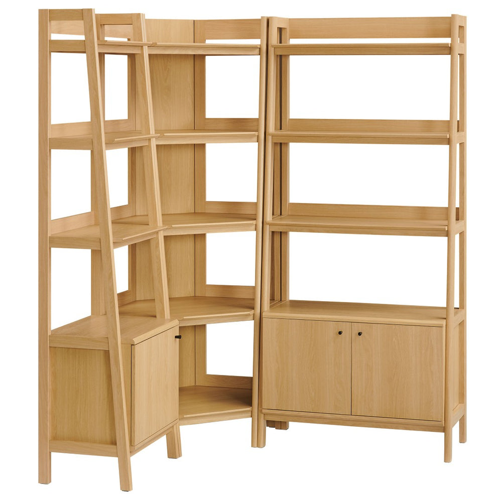 Modway Furniture Bixby 3-Piece Corner Bookshelf Set - Stylish Storage Solution with Modern Design for Any Room Oak EEI-7511-OAK