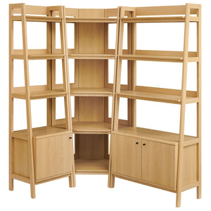Modway Furniture Bixby 3-Piece Corner Bookshelf Set - Stylish Storage Solution with Modern Design for Any Room Oak EEI-7511-OAK