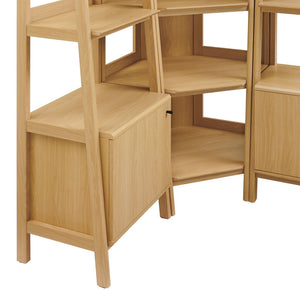 Modway Furniture Bixby 3-Piece Corner Bookshelf Set - Stylish Storage Solution with Modern Design for Any Room Oak EEI-7511-OAK