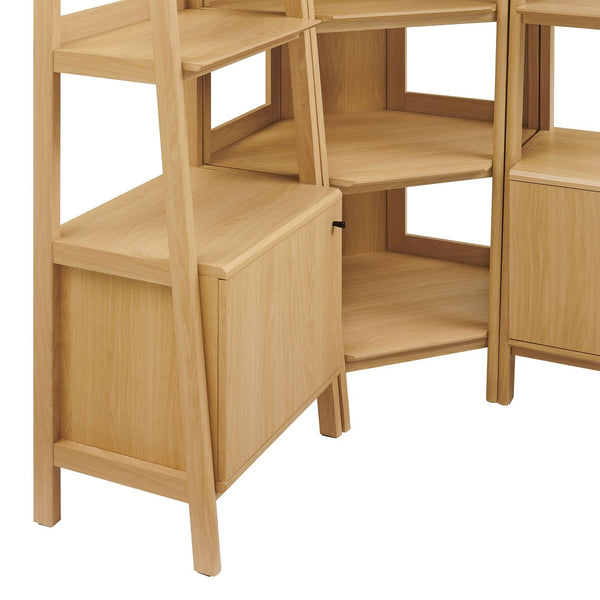 Modway Furniture Bixby 3-Piece Corner Bookshelf Set - Stylish Storage Solution with Modern Design for Any Room Oak EEI-7511-OAK
